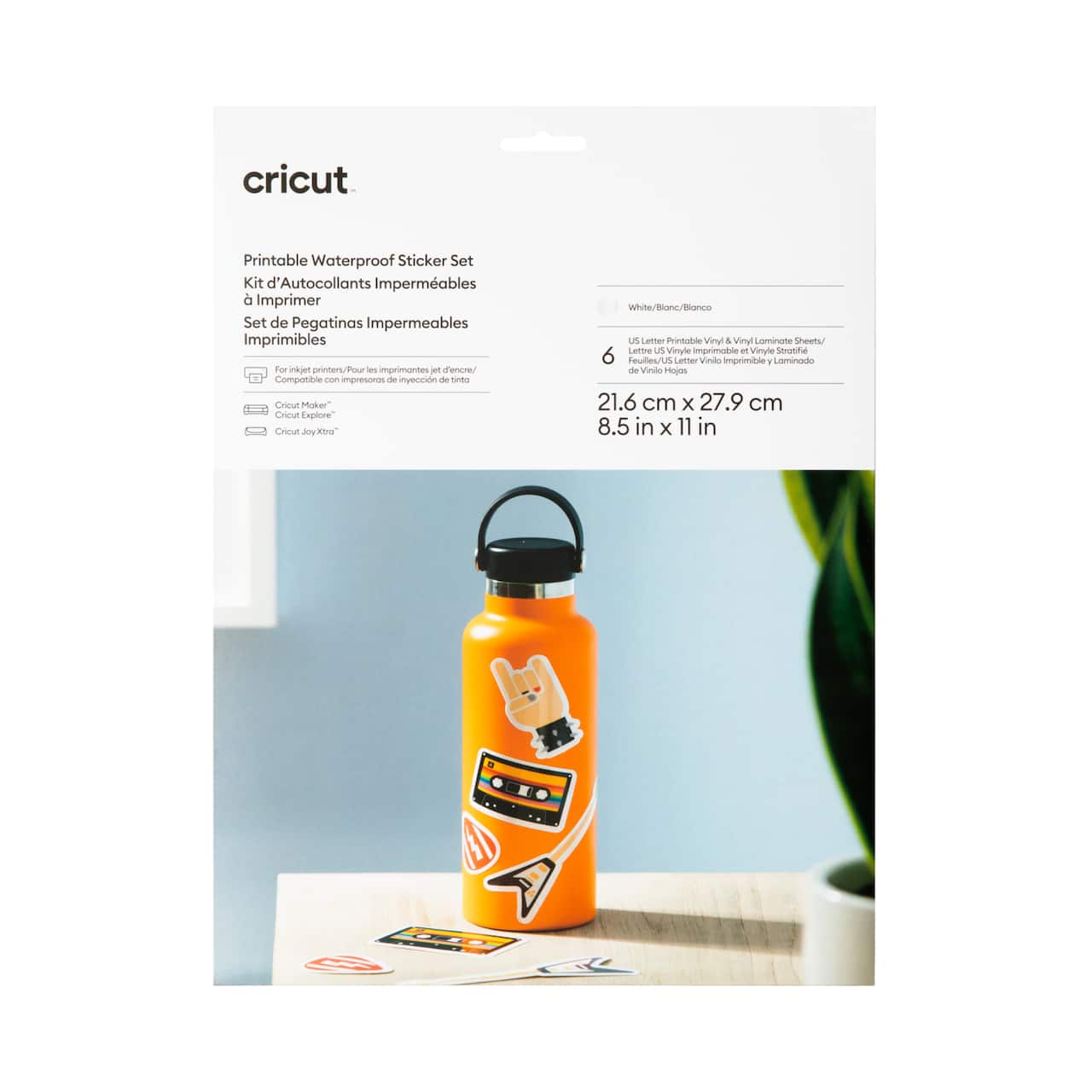 Cricut® White US Letter Waterproof Sticker Set, 6ct.